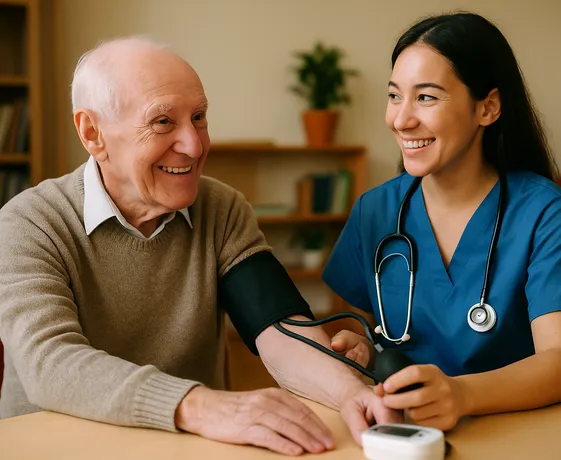 Caregivers providing compassionate support to seniors